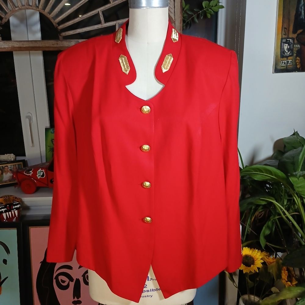 Louis Snyder Dani Max VINTAGE Elegant Red Women's Jacket with Gold Accents 22P